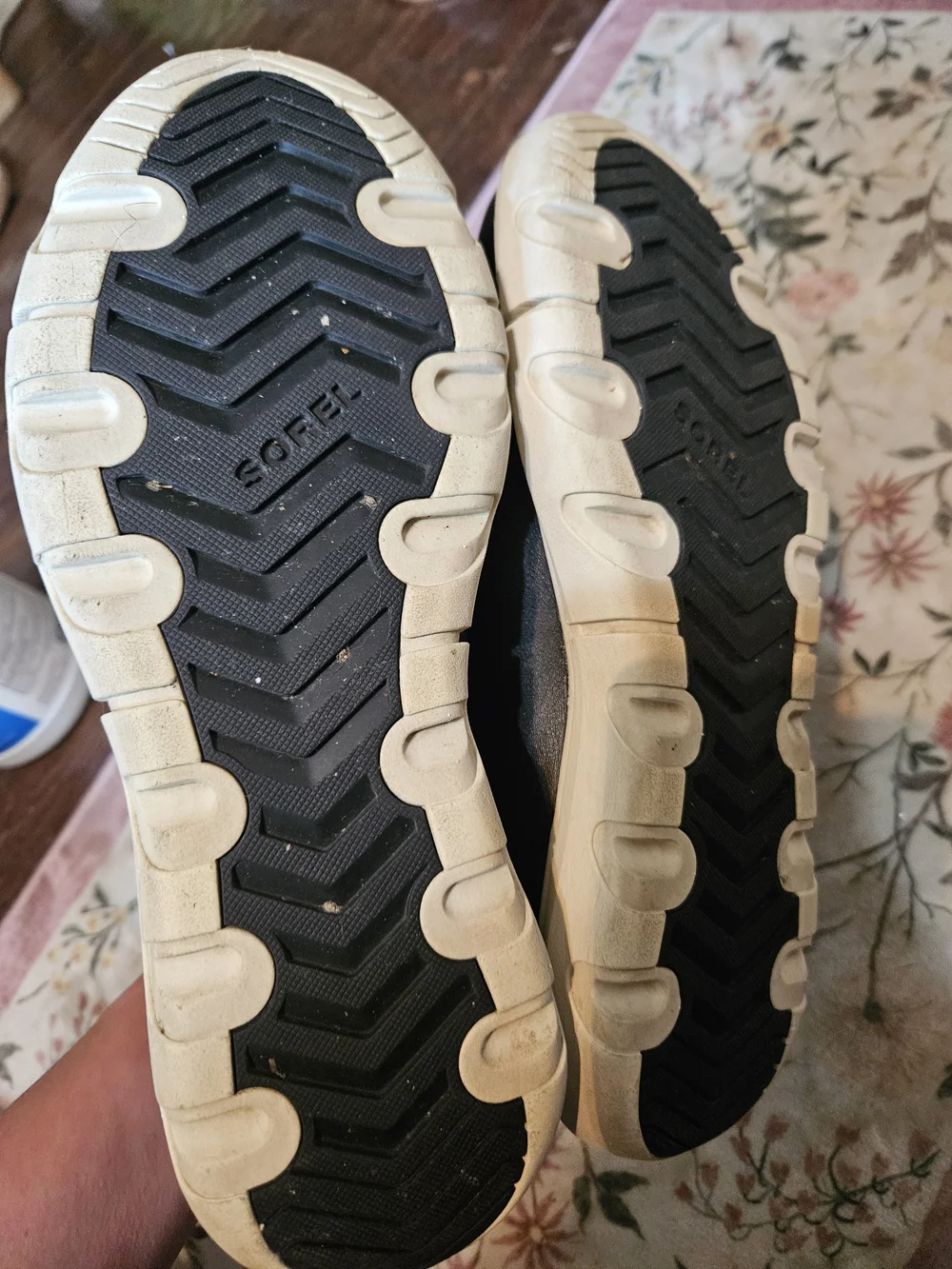 Sorel Black and White Slip-On Zip Ankle Boots for Women